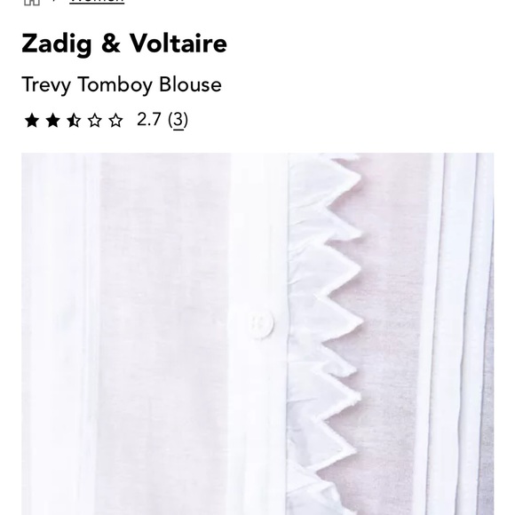 Zadig & Voltaire Trevy Tomboy off-white Lace Trim Blouse - Picture 7 of 10